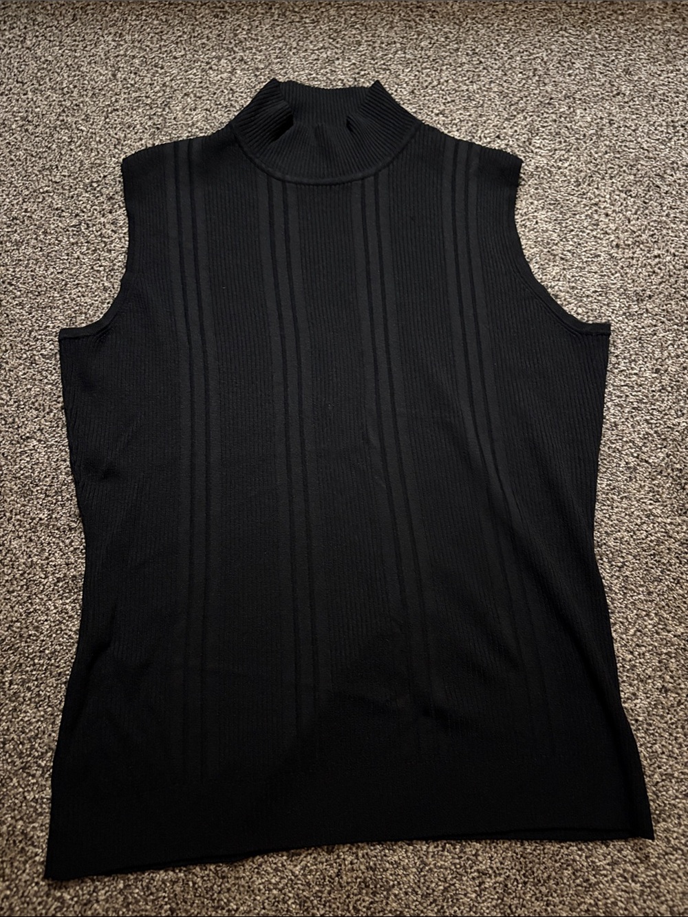 dressbarn Black Sleeveless Mock Neck Ribbed Tank